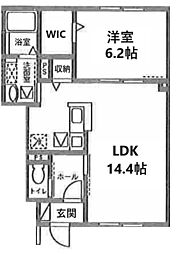 コンフォートグレイスC 1LDKの間取図画像