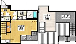 Maisonetic 平和記念公園 2階ワンルームの間取り