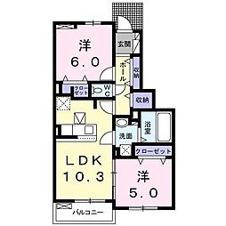 グランドゥール 2LDKの間取図画像