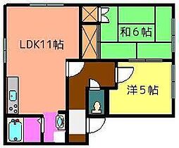 コーポラスＳＵＮ 1階2LDKの間取り