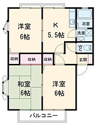 サンビレッジ雅　Ｂ 1階3Kの間取り