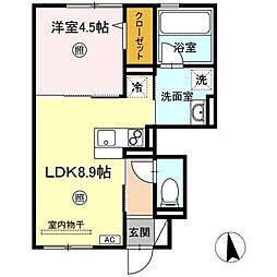 Ville nouvelleII 1階1LDKの間取り