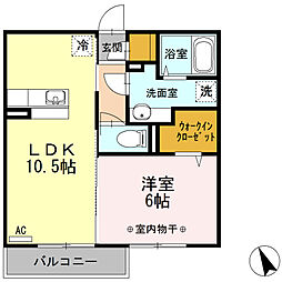 レジデンスKougaB 1LDKの間取図画像