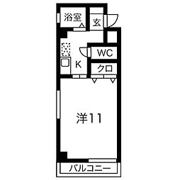 アビタシオンSei 1Kの間取図画像
