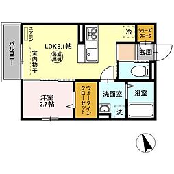 JR常磐線 荒川沖駅 徒歩6分の賃貸アパート 2階1LDKの間取り