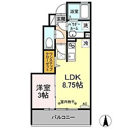 サンライトレジデンス　III 1階1LDKの間取り
