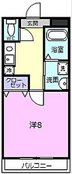 コンフォート服部 2階1Kの間取り