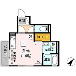 Ｋ・フィールド 1階ワンルームの間取り