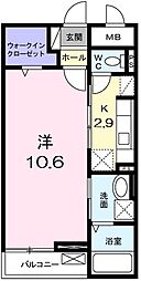 カーサ・フェリーチェ 1階1Kの間取り