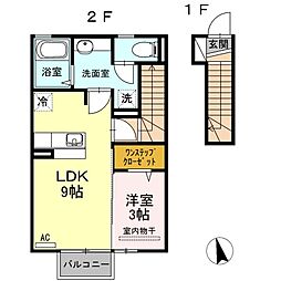 ル・ドミールならは 1LDKの間取図画像