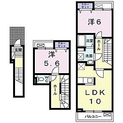 BLESS草加松原B 2LDKの間取図画像