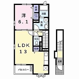 ブランドールB 1LDKの間取図画像