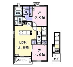 ビオラトリコロール1 2LDKの間取図画像