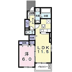 フルス　ミッテ　Ｂ 1階1LDKの間取り