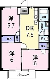 ポワソンボワールB 3DKの間取図画像