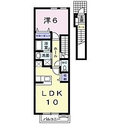アラモード八子2番館 1LDKの間取図画像