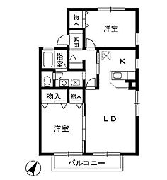 ビィウラウエスト 2LDKの間取図画像