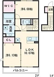 comfortas K (コンフォータス ケー) 2階2LDKの間取り