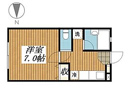 ルミエール大久保 2階1Kの間取り