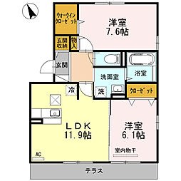 アルカサル駅南A 2LDKの間取図画像