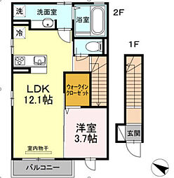 D.cuore（ディークォーレ） 2階1LDKの間取り