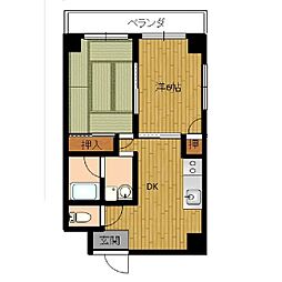 第1アリストマンション 5階2DKの間取り