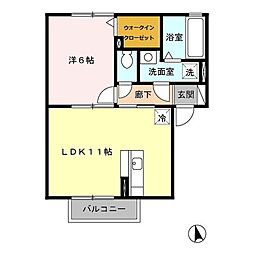 アビタシオンジョワ 1LDKの間取図画像