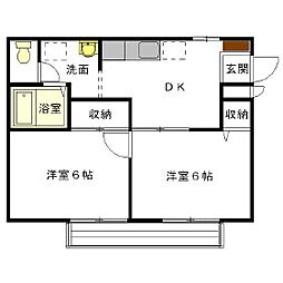 サンライフ・若の宮 2DKの間取図画像
