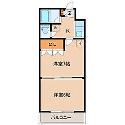 イーグルハイツ宮町 3階2Kの間取り
