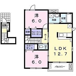ヴェラルーナ名張1 2LDKの間取図画像