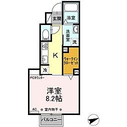 メルベーユ 1階1Kの間取り