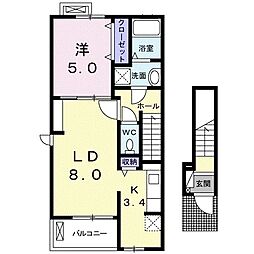 クリアネスガーデン 1LDKの間取図画像