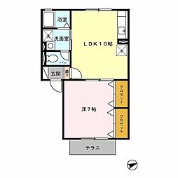 カメリアIII 1階1LDKの間取り