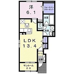 レリアン2 1LDKの間取図画像