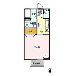 エスポワールK 1Kの間取図画像