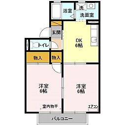 ハイツ吉田 2階2DKの間取り