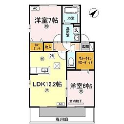 リビングタウン宇多津　A棟 1階2LDKの間取り