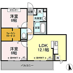 セルサB 2LDKの間取図画像