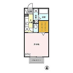 メゾンモナリエ 1階1Kの間取り