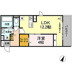アルバルーチェ黒髪 1LDKの間取図画像