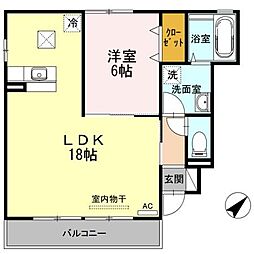 エスポワールMANABEA 1LDKの間取図画像