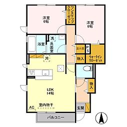 さくらこーとB 2LDKの間取図画像