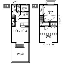 グランディール浄水 2LDKの間取図画像