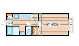 サンヒルズ国見四番館 2階1Kの間取り