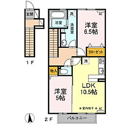 メゾンドプランドル 2LDKの間取図画像