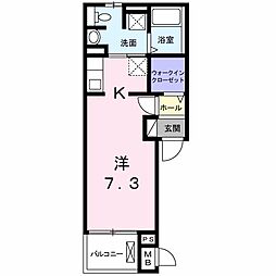 グラディート 1Kの間取図画像