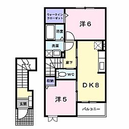 ティアラA 2DKの間取図画像