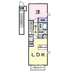 バーミィKB 1LDKの間取図画像