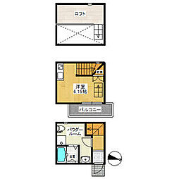アースクエイク豊II 1階ワンルームの間取り