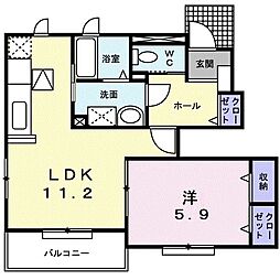 サニー鎗町5 1LDKの間取図画像